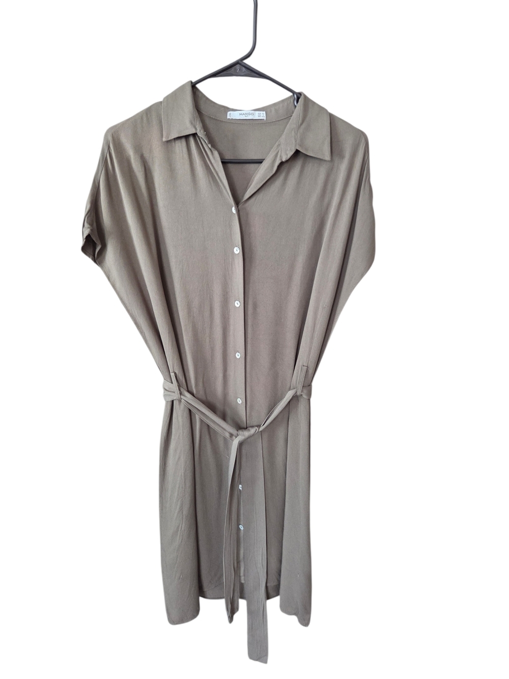 Mango Military Green Button Down Shirt Dress 2